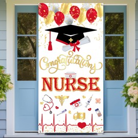 Congratulations Nurse Graduation Door Banner, Congrats Nurse Grad Door Cover, 2025 Nursing School Survivor Graduation Party Decorations, Indoor Outdoor Decor