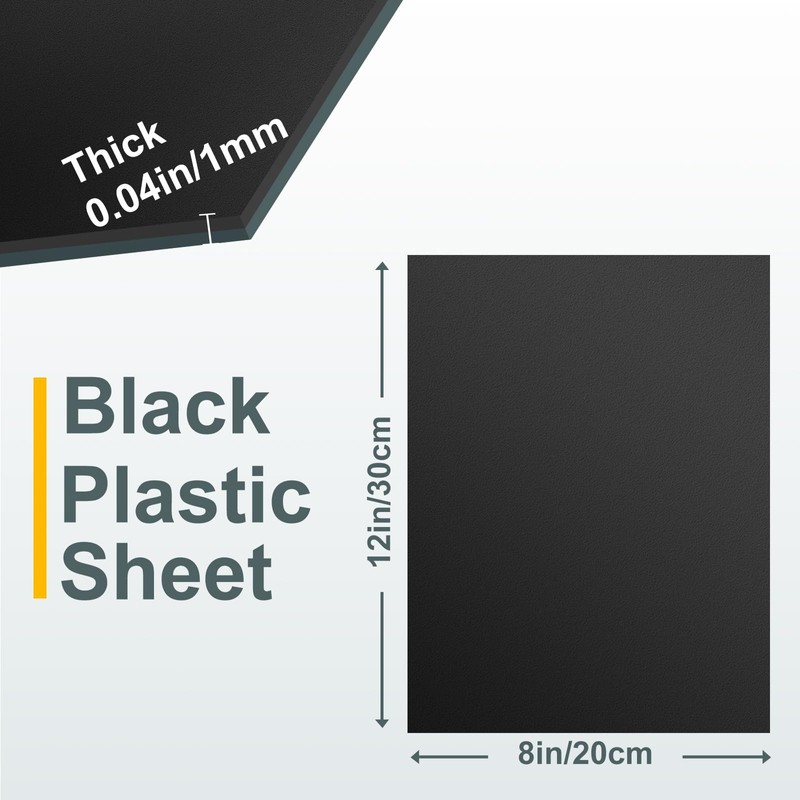 6 Pack Black Plastic Sheet 8x12x0.04 in Flexible High Tensile