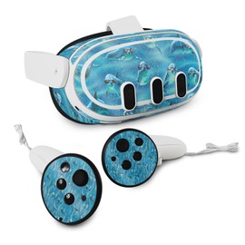 MightySkins Glossy Glitter Skin Compatible with Meta Quest 3 - Dolphin Gang | Protective, Durable High-Gloss Glitter Finish | Easy to Apply