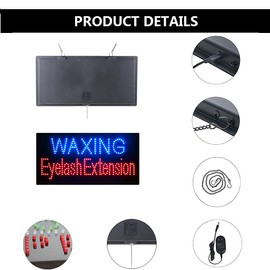 LED Waxing Eyelash Extension Sign for Business, Super Bright LED Open Sign for Beauty Salon, Electric Advertising Display Sign for Nail Salon Business Shop Store Window Decor.