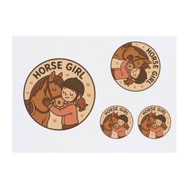 4 x 'Horse Girl' Temporary Tattoos - Water Resistant, Skin-Safe, Non-Toxic Transfers, Mixed Sizes (TO00086104)