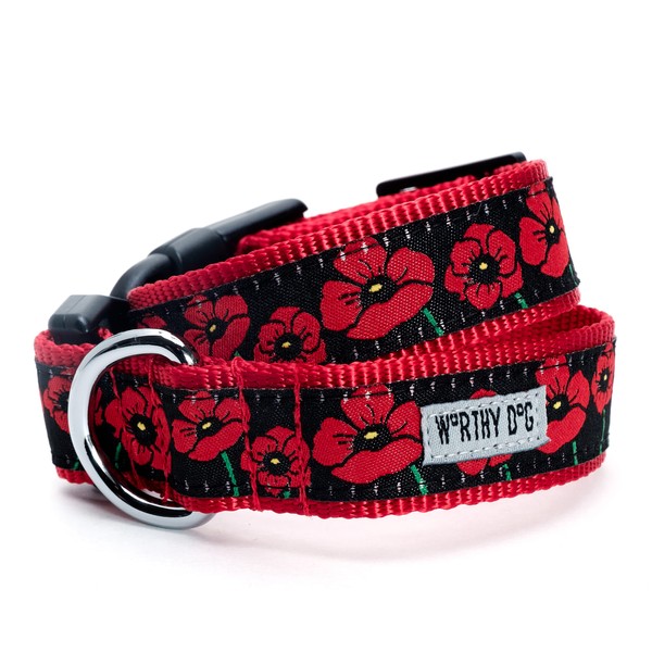 The Worthy Dog Poppies Dog Collar, Adjustable High Density Nylon