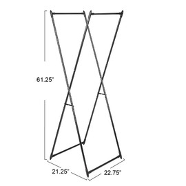 Household Essentials Valet Folding Clothes Rack, Strong Metal X-Frame, Chic Design, Great for Guest and Dressing Rooms, Portable and Easy to Use, Folds Flat, Black