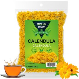 Green Royalty - Calendula Flowers 4oz (Pétalos de Caléndula) – Natural Herbal Infusion – Whole Dried Marigold Petals – Non-GMO – Herbal Tea Grade – Product of Mexico