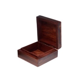 mtb more energy Decorative Real Wood Box "Indian Elephant" - Jewellery Box Made of Sheesham Wood with Carved Elephant - 12 x 12 x 6 cm - Storage Box