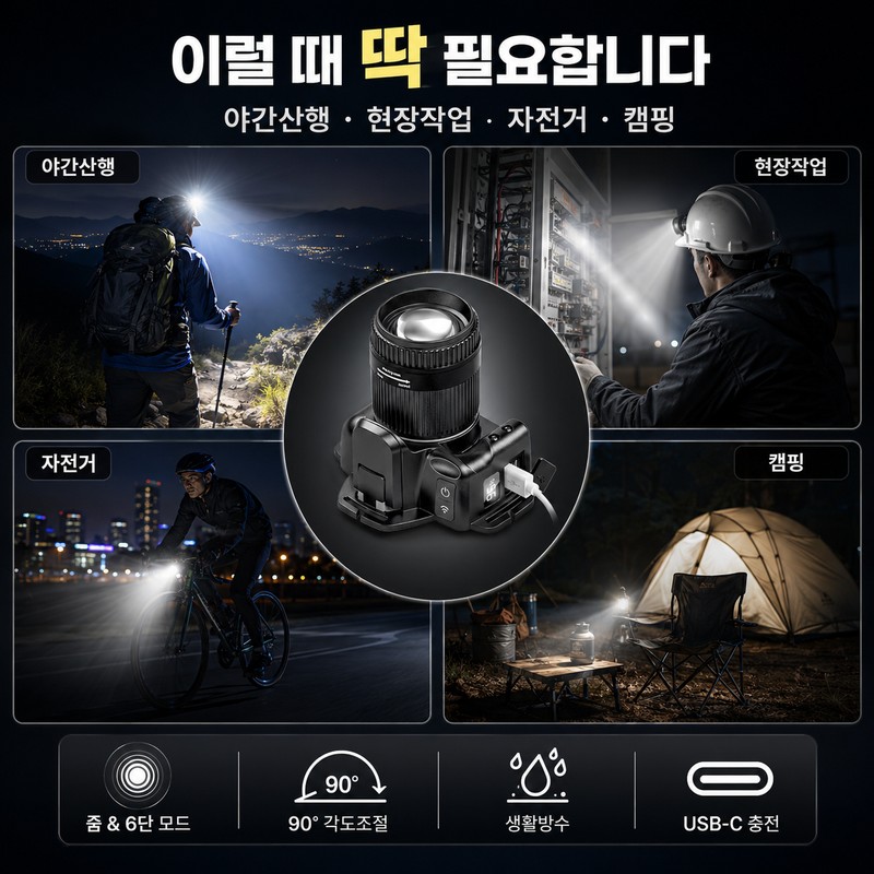 모얼벳 3세대 업그레이드 C타입 각도조절 헤드랜턴 초강력 PRO MAX Moeulbet