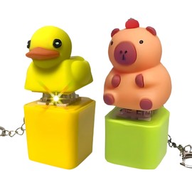 Duck Keyring,Duck Toy,2 Pcs Animal Fidget Keyring Duckeys Capybara Animal Keyring,Fidget Toys for Attention and Calm,Kawaii Keychain Bag Charm