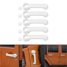 JeCar - Cubierta para manija de puerta y portón trasero ABS accesorios de puerta exterior para Jeep Wrangler JK 2007-2017 4 puertas (blanco 5 piezas)