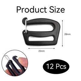Pack of 12 Buckles, Buckles and Fasteners, The Opening Does Not Need to Be Removed, Backpack Buckle, Hook Belt Connection Buckles, Robust and Durable for Backpacks, Bags and Belts, black