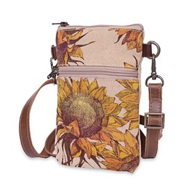 COTT N CURLS Sunflower Cell Phone Purse - 8" x 5.5" Cell Phone Crossbody Bag, Handcrafted Crossbody Phone Bags in Cotton Canvas and Adjustable Leather Straps, Durable Cross Body Phone Purse