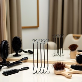 5 Pcs Black Ponytail Hooks Bungee Small Rubber Bands Hair Ties Accessories Elastic Holder Blonde Beige Styling Headbands Tools Claw Thick Hair Clips for Girl