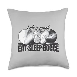 Eat Sleep Bocce Ball Set with Jack Bocci Game Bocces Throw Pillow