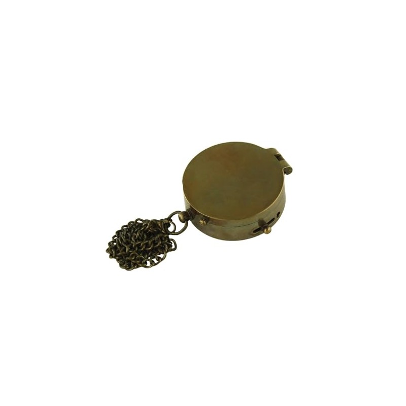NKlaus Compass with Lid and Chain Made of Antique Brass,