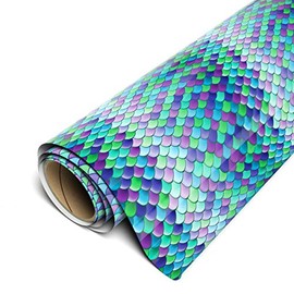 Siser EasyPatterns Plus Pre-Masked HTV 12" x 1yd Roll - Iron on Heat Transfer Vinyl (Mermaid Scales Teal)