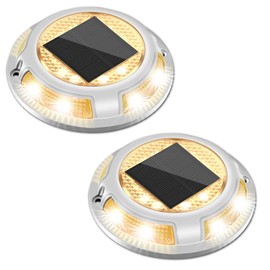 nibuuecer Solar Deck Lights Outdoor Waterproof,Solar Garden Ground Lights Landscape Lighting for Outside Patio Yard Lawn Driveway Deck Stair Step Pathway Ground(Warm White) 2Pack
