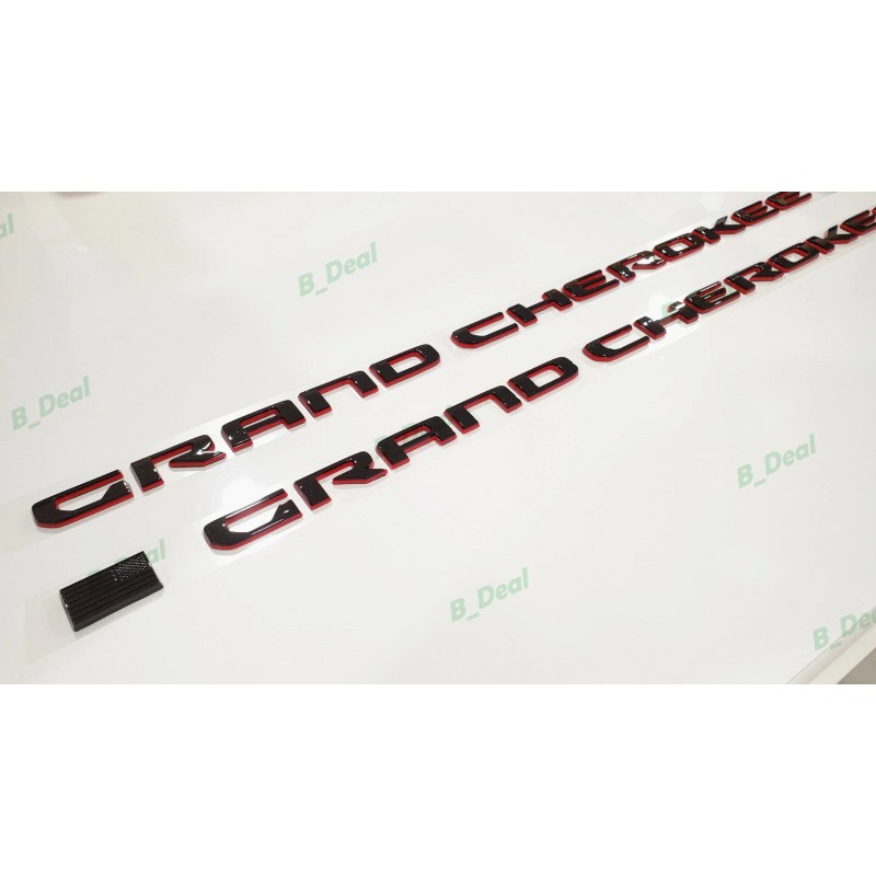 Grand Cherokee 2PCS Door Gloss Black Red Emblems Fit For