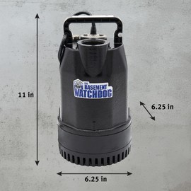The Basement Watchdog Cast-Iron ⅓ HP Submersible Sump Pump for Narrow Pits - Up to 3,720 GPH - Caged Dual Float Switch (SIT-33D)