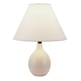 ORE International 623 13-Inch Ceramic Table Lamp, Ivory with Coolie Lamp Shade
