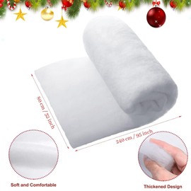Christmas Snow Blanket Roll 80 x 240 cm, Artificial Snow Blanket, Snow Mat, Christmas Decoration, Soft and Fluffy Artificial Snow for Christmas Tree Background Party, Winter Snow Scene Decoration