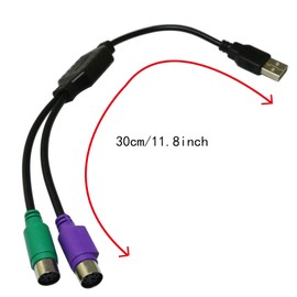 BLLNDX 2PCS Black Dual PS2 to USB Adapter for Keyboard and Mouse, PS/2 to USB Adapter