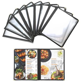 DUPDMKIN Menu Holder 10 Pack Restaurant Menu Covers Menu Covers 8.5 x 11 Inch Menu Cover Clear Viewing Surface Menu Holders for Restaurant, Bar, Cafe (2 Page 4 View)
