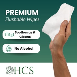 HCS XL Flushable Wipes for Adults - Travel, Home, Women & Men - Toilet Wet Wipes, Flushable - Pack of 24 Adult Wipe for Elderly w/Aloe - Bathroom, Butt Wipe - 8"x12", Fresh Scent, 6 Packs (144)