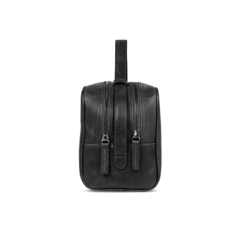 Londo Two Compartment Genuine Leather Travel Bag - Unisex (Black)