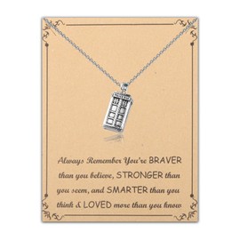 FUSTMW Dr Who Gifts Police Box Necklace Tv Show Lovers Gifts Police Box Jewelry Gifts for Dr Who Fans Inspirational Gifts (Police Box nl)