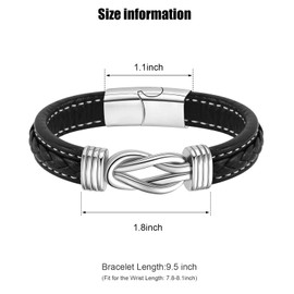 Hamoery Bracelet for Men Braided Leather Stainless Steel Bracelets Gift for Him Dad Husband Brother Son Grandson