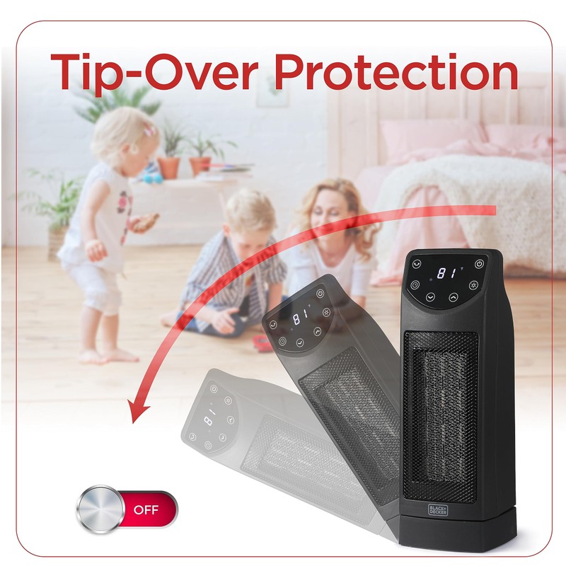 BLACK+DECKER Oscillating Space Heater, Portable Heater with Remote Control, Ceramic