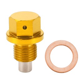 Motoforti Universal Oil Pan Screw Oil Drain Plug Sump Drain Nut Bolt, M12x1.5, Aluminium Alloy, Gold Tone, 1 Set