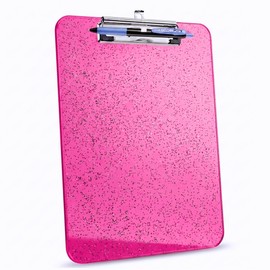Pink Glitter Clear Clipboard,Cute Nursing Clip Boards with Pen Holder