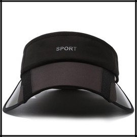 White Fang CZA576 Men's Hat, Sun Visor Cap, Sports, Golf, Breathable, Quick Drying, Sun Protection, Summer,, Black, Free size