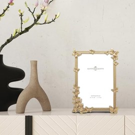 Marco de fotos decorativo de mariposa, 4 x 6 pulgadas, para visualización vertical en mesas, perfecto para decoración del hogar, boda, vacaciones, graduación o cualquier foto de hito (dorado)