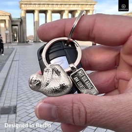 LANOLU Sloth Key Ring Animals Metal with Engraving Lucky Charm, Sloth Keychain, Kawaii Animal Key Ring Best Friend with 3D Figure Sloth Pendant, Sloth Gift Ideas, silver