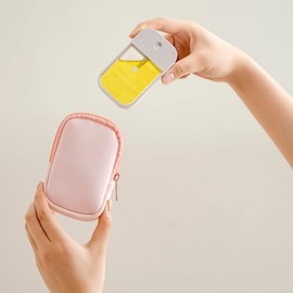 2Pcs Small Makeup Bag,Mini Portable Travel Cosmetic Bag,Soft Neoprene Makeup Pouch with Zipper,Fashion Accessory with Snap Hook,Cute Coin Purse Lipstick Cosmetic Travel Organizer(Black+ Light Pink)