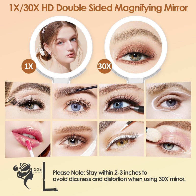 MIYADIVA Magnifying Mirror with Light, Double Sided 30X/1X Lighted Travel