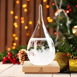 Christmas Gifts Storm Glass Weather Predictor, Snow Globe Drop-Shaped Weather Forecast Bottle, Unique Fashion Home Decor Weather Cool Gifts for Men Women (L)
