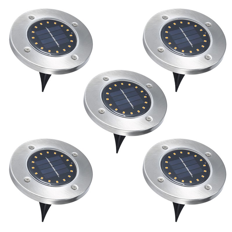 5Pcs Solar Power Underground Light Landscape Lamp 16 LED RainProof