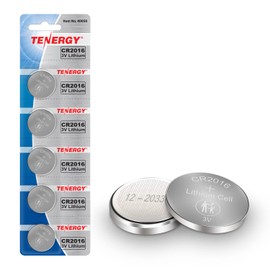 Tenergy CR2016 Battery, CR2016 3V Lithium Battery Watches, Key Fobs, Calculators, Medical Devices, and More, 5 Count