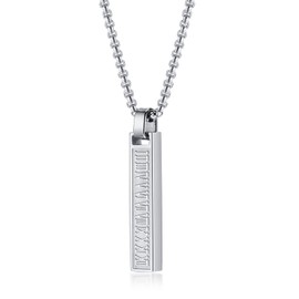 Roman Numerals Necklace for Men - Stylish Stainless Steel Vertical Bar Pendant, 24" Punk Box Link Chain Necklace, Jewelry Gifts for Friend Family By TempBeau