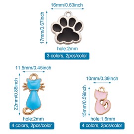 Beadthoven 22pcs Enamel Cat Dog Paw Charms Cute Kitty Pet Animal Footprint Chunk Pendants for Bracelet Necklace Earring Jewelry Craft Making