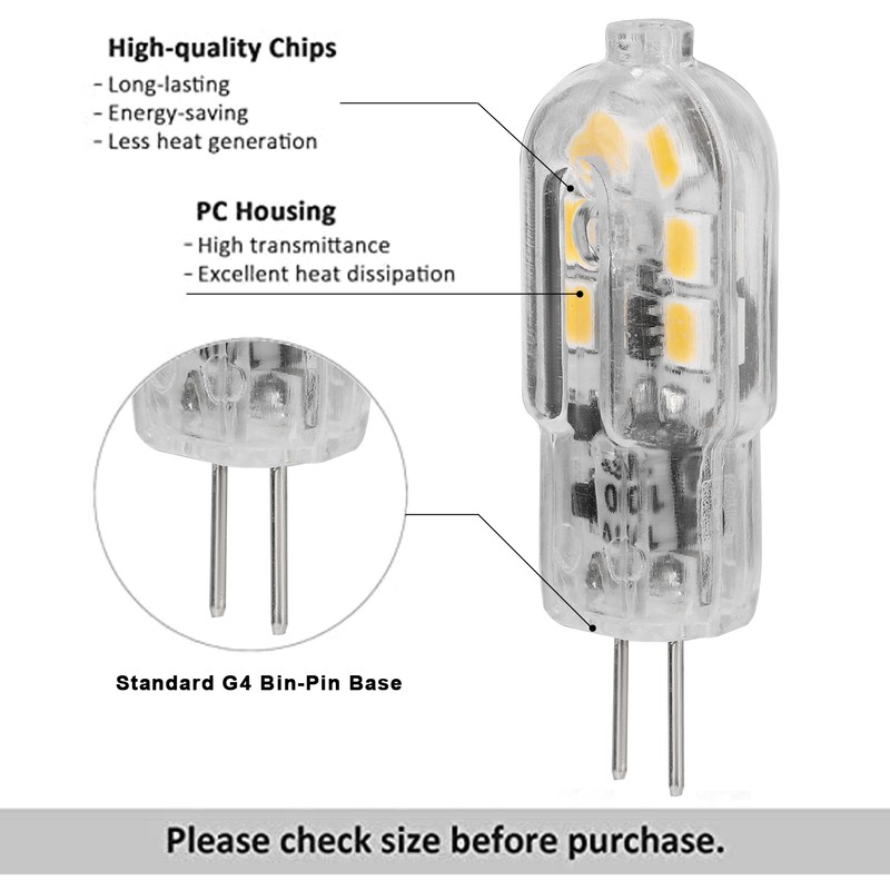 10Pcs Bi Pin Bulbs 12LED 1.2W G4 LED Bulb for