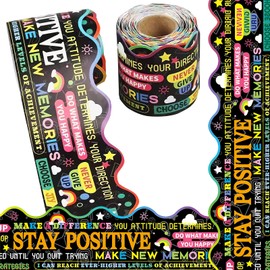 55 Ft Bulletin Board Borders Scalloped Rolled Border Trim with Inspirational Slogan Patterns for Bulletin Board White Board Cork Board Locker Classroom Décor School Classroom Offices