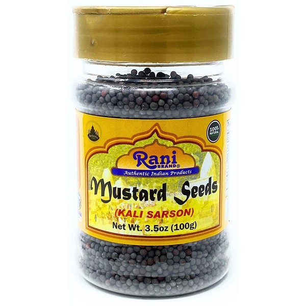 Rani Black Mustard Seeds Whole Spice (Rai Sarson) 3.5oz (100g) PET Jar, All Natural ~ Gluten Friendly Ingredients | NON-GMO | Vegan | Indian Origin