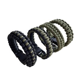 CIBBALIY 2 Army Green Paracord Bracelets 8.5" Braided Tactical Bracelet include Parachute Cord and Plastic Buckles for Hiking Travelling Camping, Medium, 聚酯纤维, no gemstone