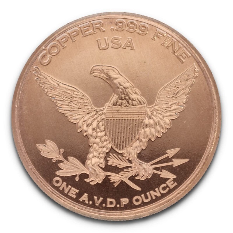 1 oz (AVDP Ounce) .999 Fine Copper Seated Liberty Coin