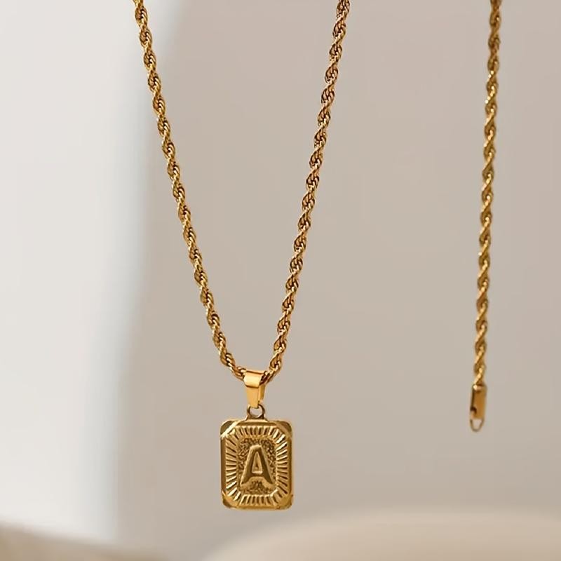 Hermah Initial A-Z Alphabet Capital Letter Pendant Necklace For Men
