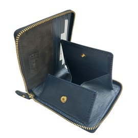 Nadaya vin Peanuts Snoopy Bi-Fold Wallet, JOE COOL Monogram Navy Genuine Leather, Cowhide Leather, H3.7 x 4.5 x 0.8 inches (95 x 115 x 20 mm) 73324