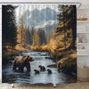 Forest Bear Shower Curtain Rustic Cabin Wildlife Misty Mountains Pine